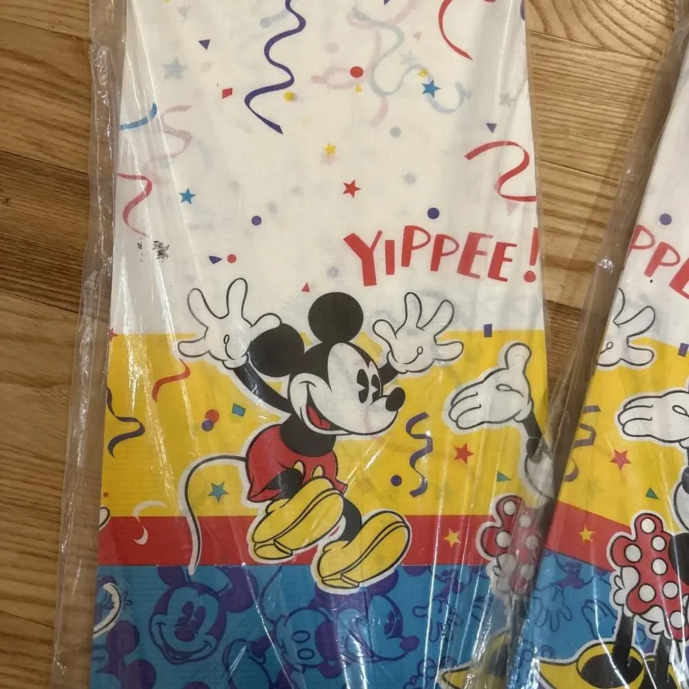 Set Of 3 Vintage Disney Mickey Mouse Minnie Mouse Paper Party Tablecloths 54x89